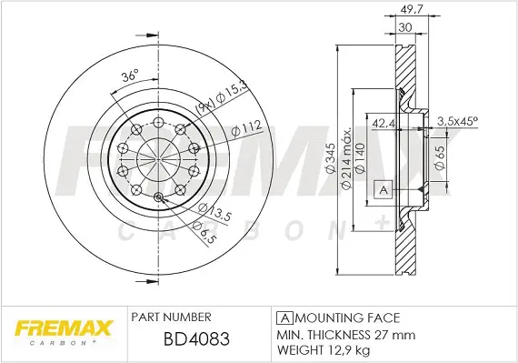 BD-4083 FREMAX Тормозной диск (фото 1)