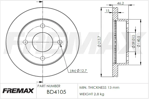 BD-4105 FREMAX Тормозной диск (фото 2)