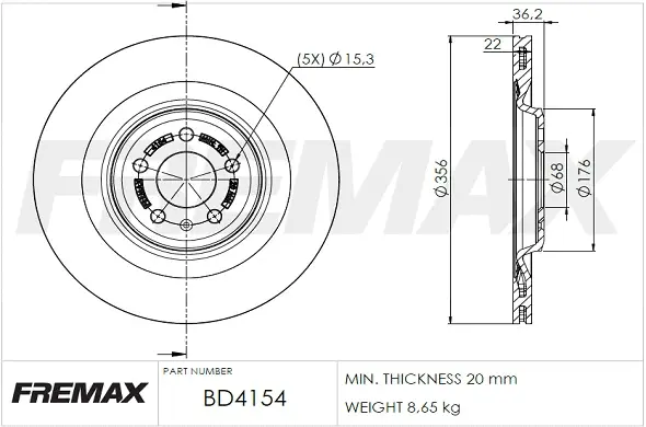 BD-4154 FREMAX Тормозной диск (фото 1)