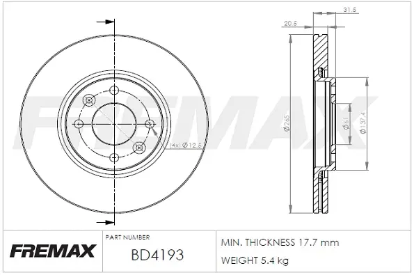 BD-4193 FREMAX Тормозной диск (фото 2)