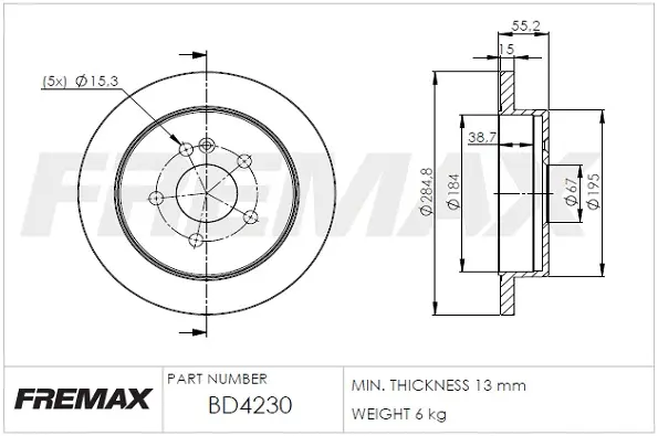 BD-4230 FREMAX Тормозной диск (фото 2)