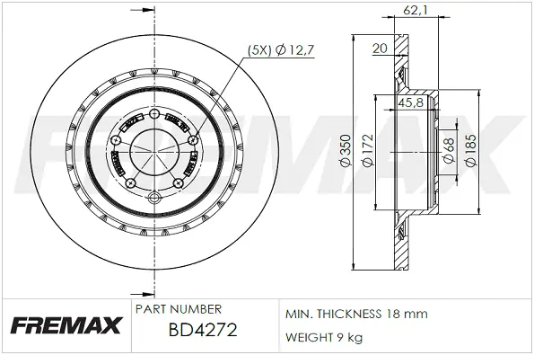 BD-4272 FREMAX Тормозной диск (фото 1)