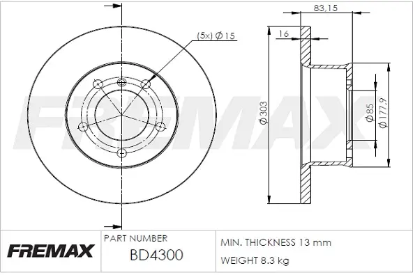 BD-4300 FREMAX Тормозной диск (фото 2)