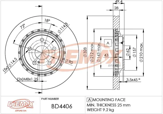 BD-4406 FREMAX Тормозной диск (фото 1)