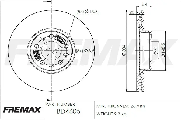 BD-4605 FREMAX Тормозной диск (фото 2)