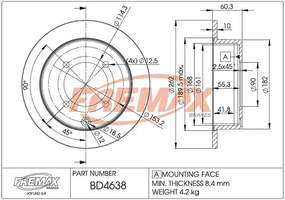 BD-4638 FREMAX Тормозной диск (фото 1)