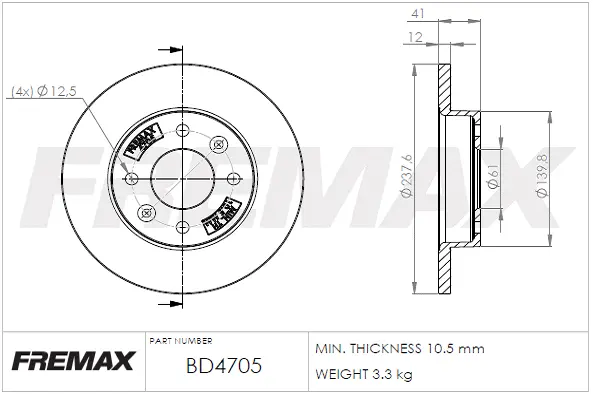 BD-4705 FREMAX Тормозной диск (фото 2)