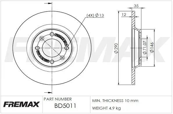BD-5011 FREMAX Тормозной диск (фото 2)