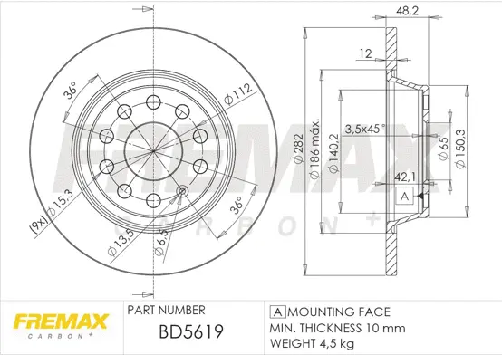 BD-5619 FREMAX Тормозной диск (фото 2)