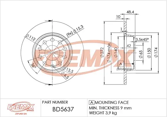 BD-5637 FREMAX Тормозной диск (фото 1)