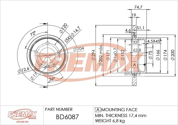 BD-6087 FREMAX Тормозной диск (фото 1)