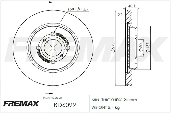 BD-6099 FREMAX Тормозной диск (фото 2)