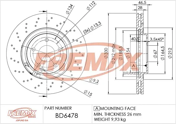 BD-6478 FREMAX Тормозной диск (фото 1)