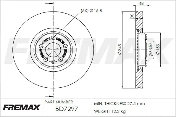 BD-7297 FREMAX Тормозной диск (фото 2)