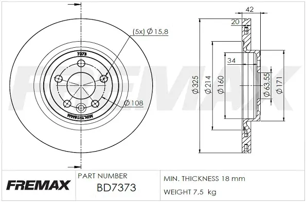 BD-7373 FREMAX Тормозной диск (фото 1)