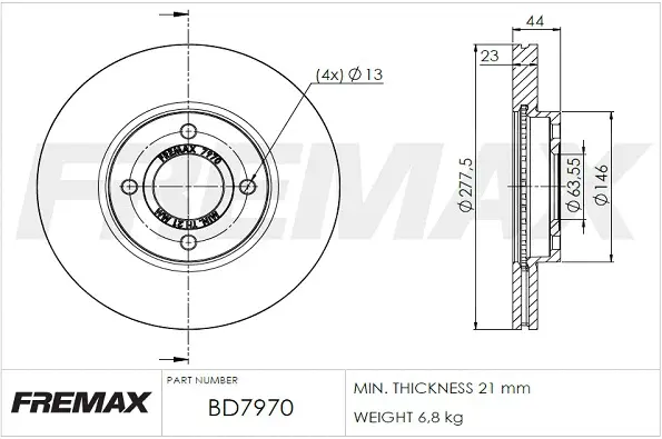 BD-7970 FREMAX Тормозной диск (фото 2)