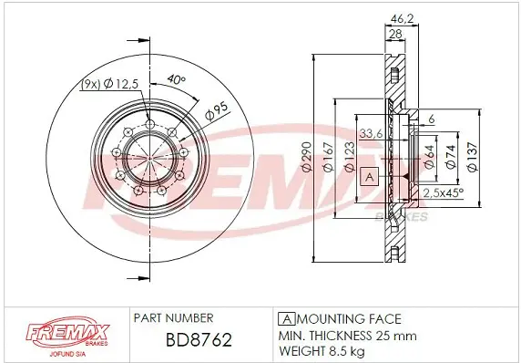 BD-8762 FREMAX Тормозной диск (фото 1)