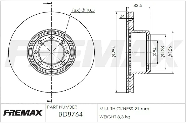 BD-8764 FREMAX Тормозной диск (фото 2)