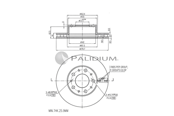 P330-011 ASHUKI by Palidium Тормозной диск (фото 1)
