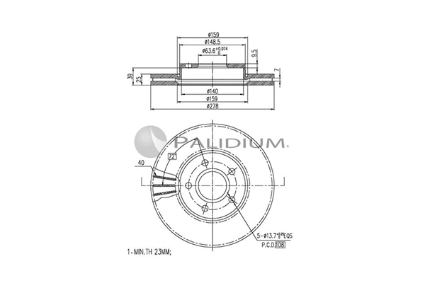 P330-013 ASHUKI by Palidium Тормозной диск (фото 1)