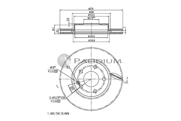 P330-059 ASHUKI by Palidium Тормозной диск (фото 1)