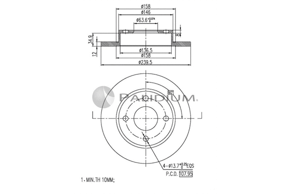 P330-077 ASHUKI by Palidium Тормозной диск (фото 1)