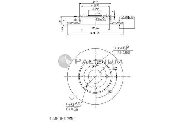 P330-100 ASHUKI by Palidium Тормозной диск (фото 1)