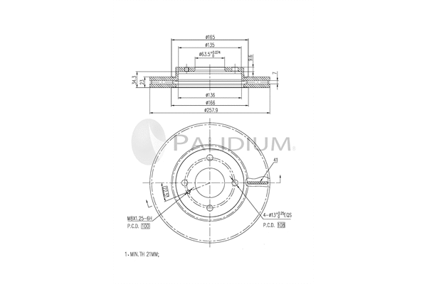 P330-109 ASHUKI by Palidium Тормозной диск (фото 1)