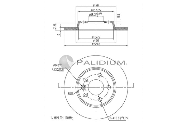 P331-012 ASHUKI by Palidium Тормозной диск (фото 1)