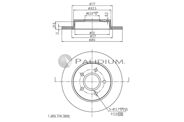 P331-033 ASHUKI by Palidium Тормозной диск (фото 1)