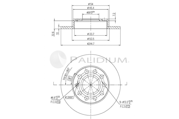 P331-055 ASHUKI by Palidium Тормозной диск (фото 1)