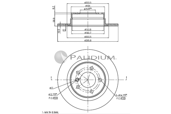 P331-062 ASHUKI by Palidium Тормозной диск (фото 1)