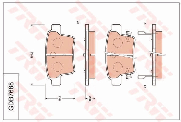 GDB7688DT TRW Комплект тормозных колодок, дисковый тормоз (фото 1)