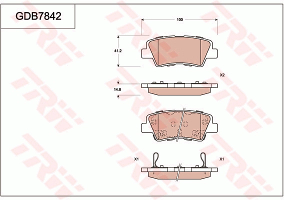 GDB7842AT TRW Комплект тормозных колодок, дисковый тормоз (фото 1)