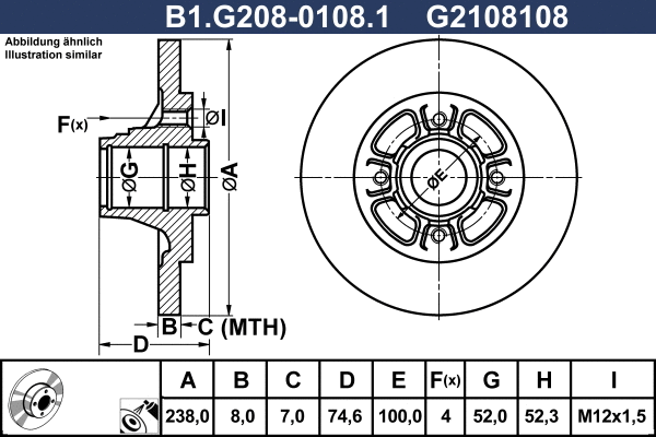 B1.G208-0108.1 GALFER Тормозной диск (фото 1)