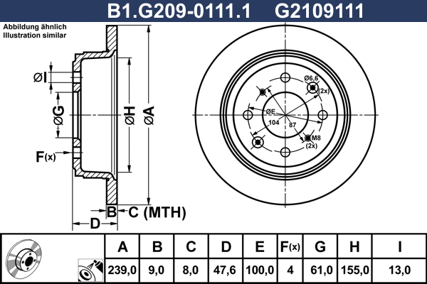 B1.G209-0111.1 GALFER Тормозной диск (фото 1)