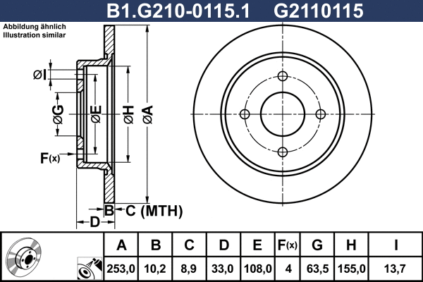 B1.G210-0115.1 GALFER Тормозной диск (фото 1)