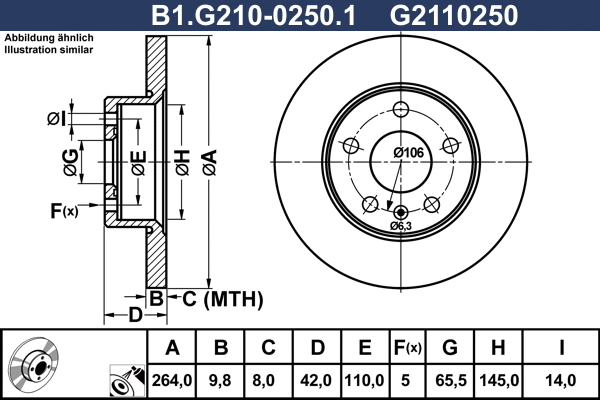 B1.G210-0250.1 GALFER Тормозной диск (фото 1)