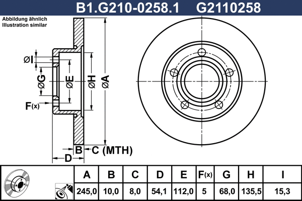 B1.G210-0258.1 GALFER Тормозной диск (фото 1)