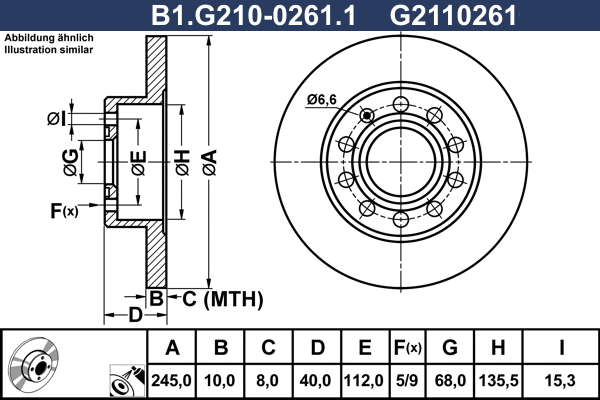 B1.G210-0261.1 GALFER Тормозной диск (фото 1)