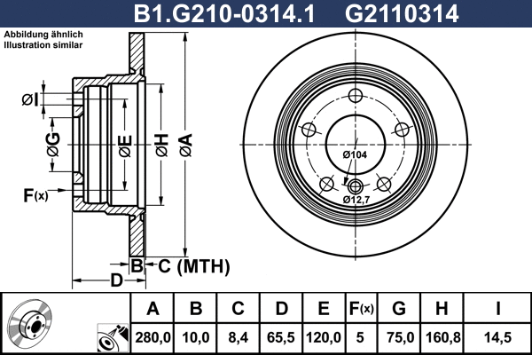 B1.G210-0314.1 GALFER Тормозной диск (фото 1)