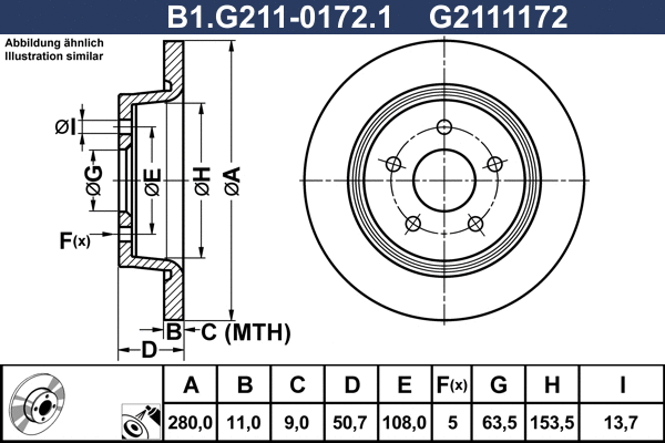 B1.G211-0172.1 GALFER Тормозной диск (фото 1)