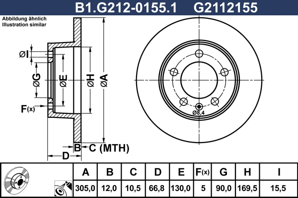 B1.G212-0155.1 GALFER Тормозной диск (фото 1)