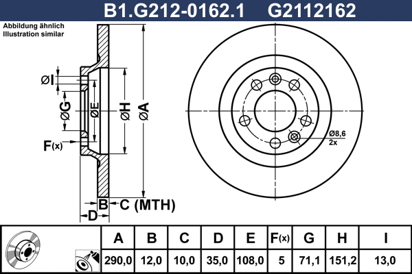 B1.G212-0162.1 GALFER Тормозной диск (фото 1)