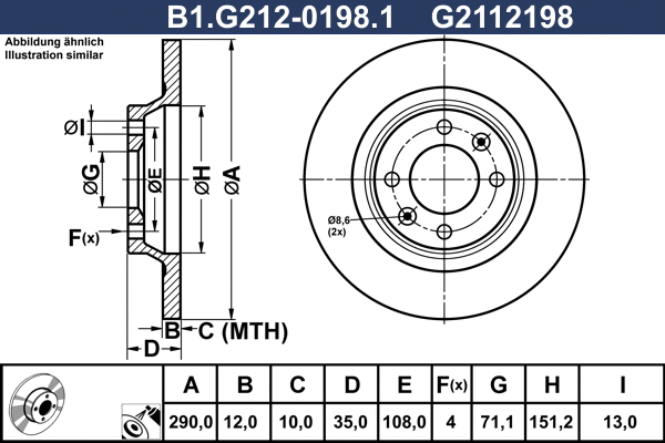 B1.G212-0198.1 GALFER Тормозной диск (фото 1)