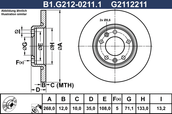 B1.G212-0211.1 GALFER Тормозной диск (фото 1)