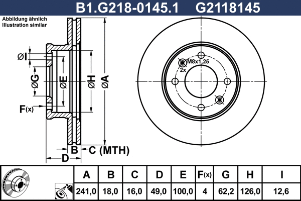 B1.G218-0145.1 GALFER Тормозной диск (фото 1)
