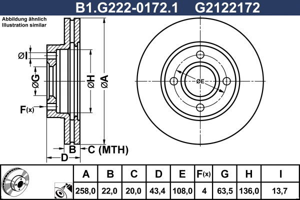 B1.G222-0172.1 GALFER Тормозной диск (фото 1)