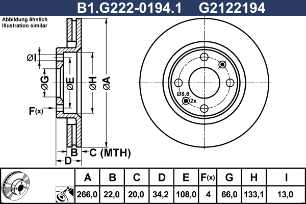 B1.G222-0194.1 GALFER Тормозной диск (фото 1)