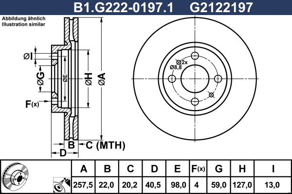 B1.G222-0197.1 GALFER Тормозной диск (фото 1)